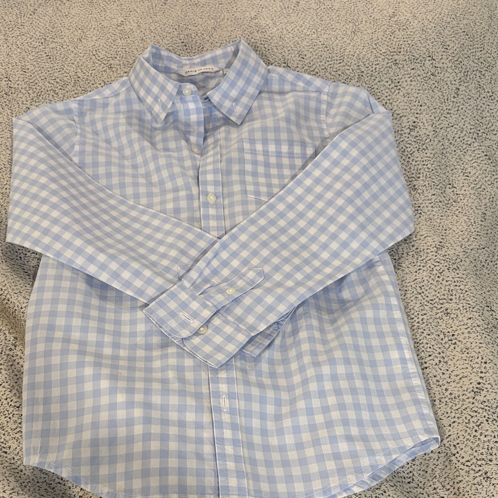 Janie & Jack - Blue Checkered Boys Dress Shirt - Size 8